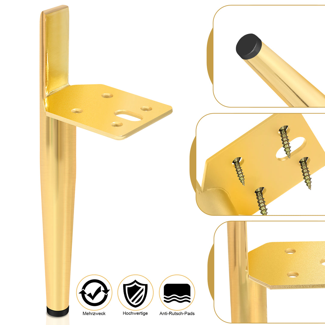 Sonnewelt Set of 4 Metal Furniture Feet Cabinet Feet Gold