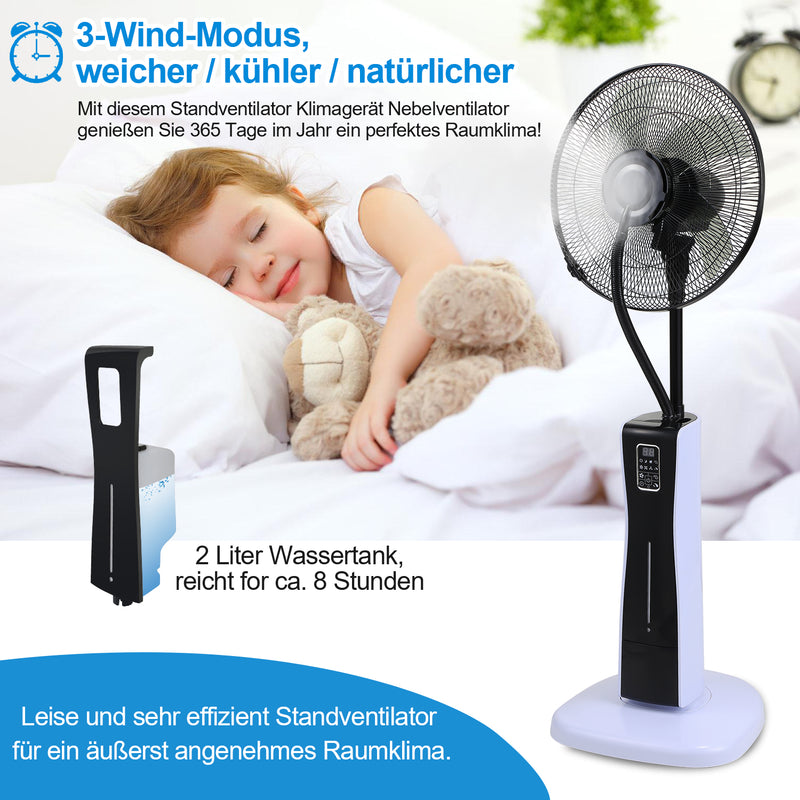 Sonnewelt Standventilator mit Wasserkühlung Ultraschall-Sprühnebel