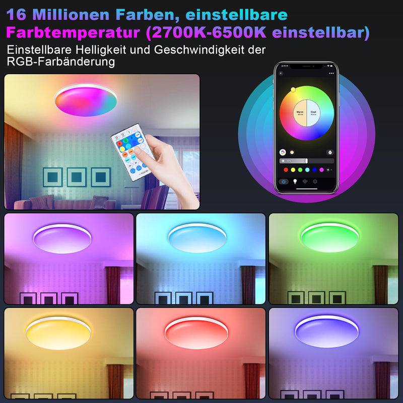 Sonnewelt 30W LED Deckenlampe Dimmbar RGB Alexa
