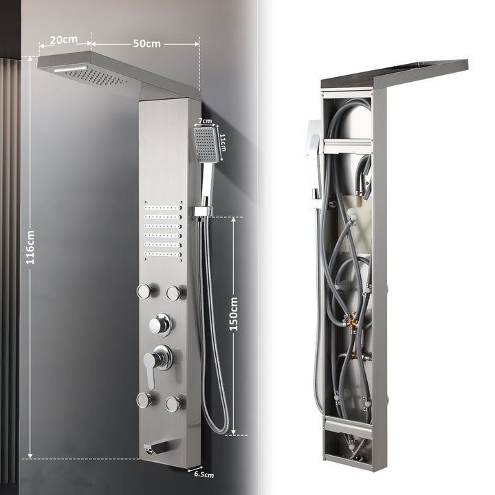 Sonnewelt Duschpaneel Wandduschpaneel 5 Funktionen Edelstahl Silber