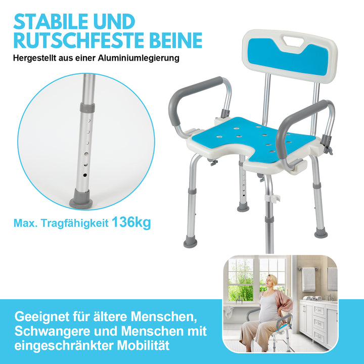 Sonnewelt shower stool shower seat with fold-up armrest