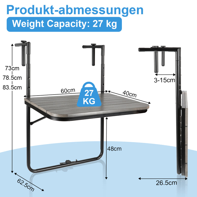 Sonnewelt Balkontisch klappbar Hängetisch