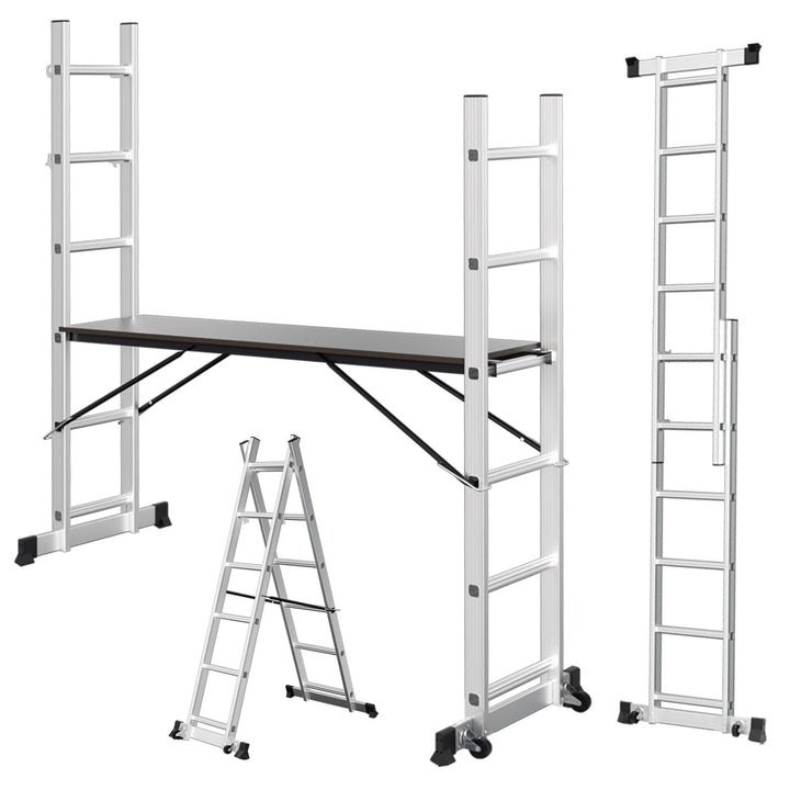 Sonnewelt Scaffolding 4 in 1 aluminum multifunctional ladder 6+6 steps