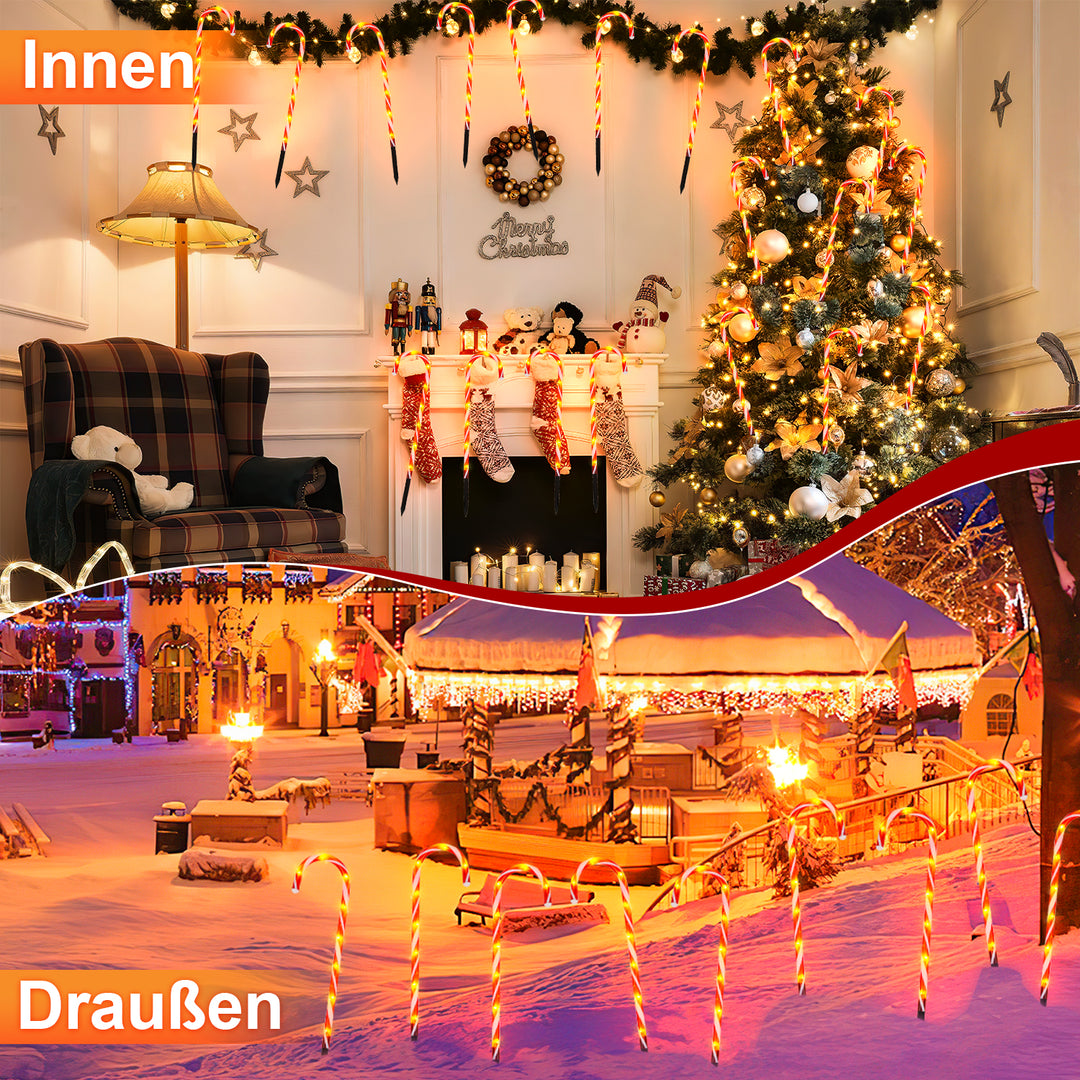 Sonnewelt 4x LED Zuckerstangen Weihnachtsdeko Außenleuchte