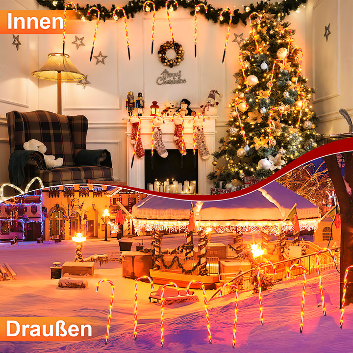 Sonnewelt 4x LED Zuckerstangen Weihnachtsdeko Außenleuchte