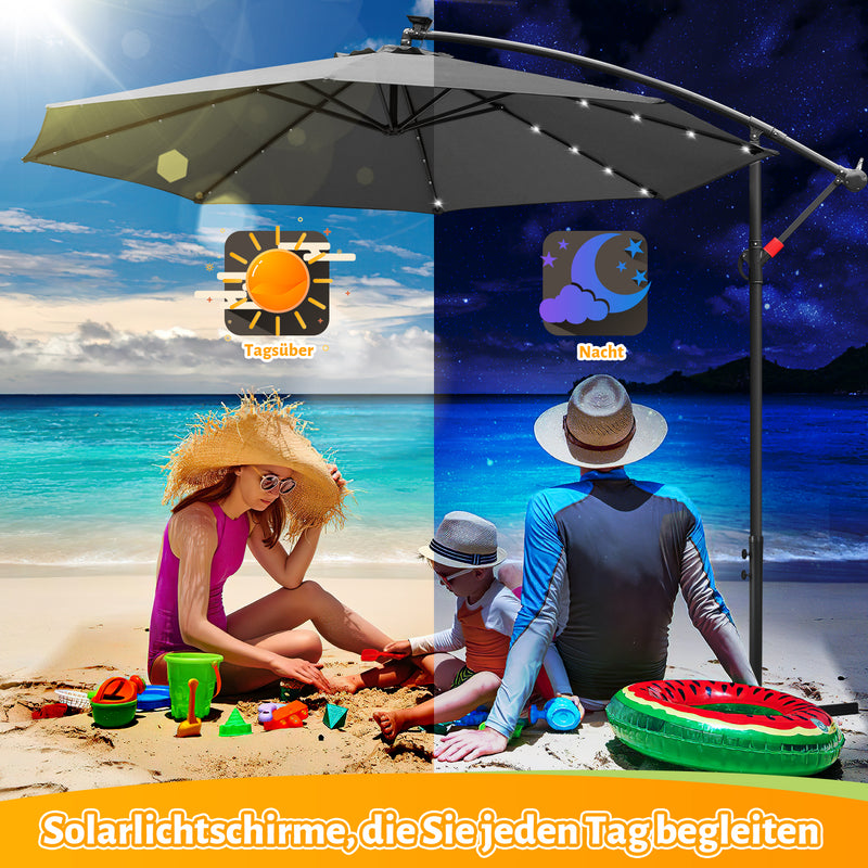 Sonnewelt Ampelschirm 3m/3.5m mit Solar LED