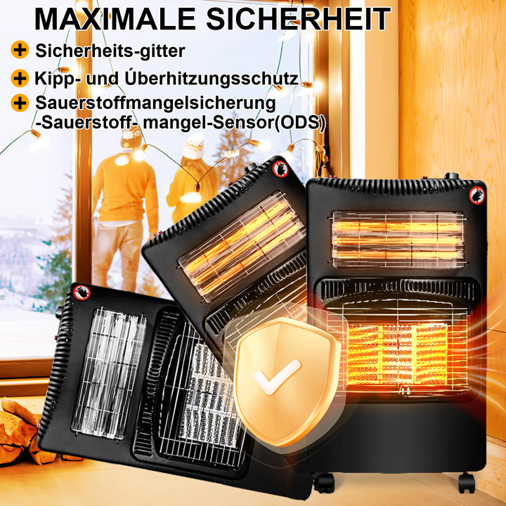 Sonnewelt Gasheizung 4200w und 1260w Gas-Elektro-Heizgerät mit Gasdruckregler, Gasschlauch, Gasflaschen Adapter
