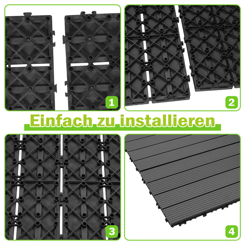 Sonnewelt WPC Terrassenfliesen 30x60cm 6er Set in Holzoptik
