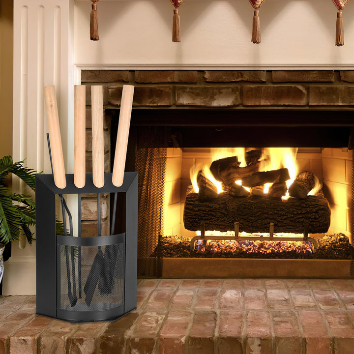 Sonnewelt fireplace tools 4-piece fireplace tools set wooden handle