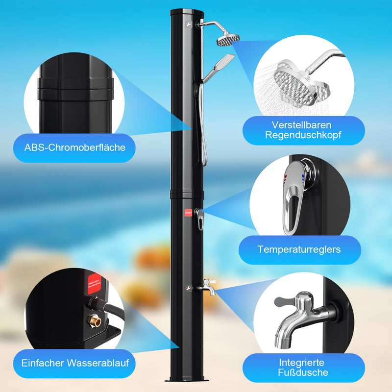 Sonnewelt 40L Solardusche Gartendusche Inkl. Schutzhaube und Handbrause