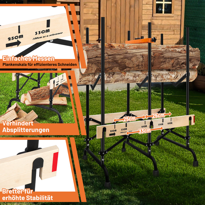 Sonnewelt Sägebock Klappbar Holzsägebock mit Auswurfsicherung & Maßskala