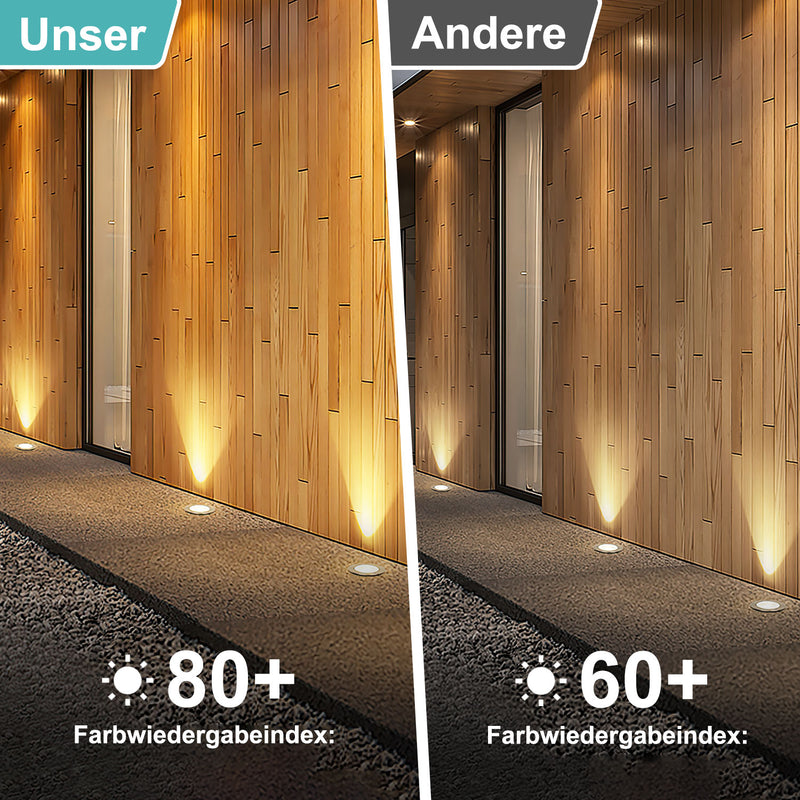 Sonnewelt LED Bodeneinbaustrahler 3W Warmweiß mit Mattierten Ersatzlinsen