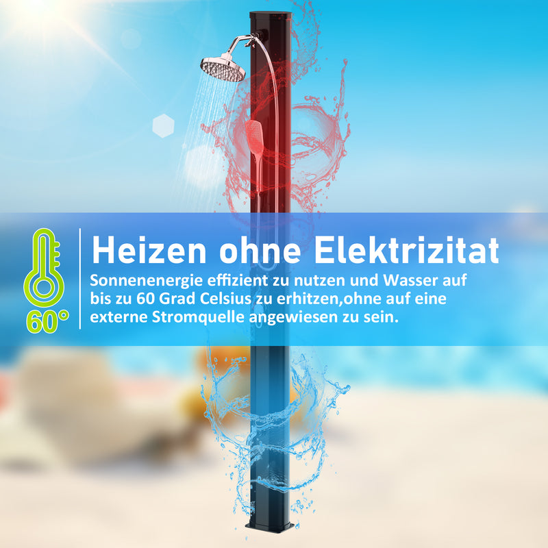 Sonnewelt 35L Solardusche Gartendusche Inkl. Schutzhaube und Handbrause