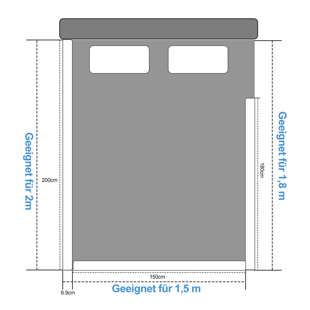 Sonnewelt bed rail fall protection bed deformable 150cm/180cm/200cm