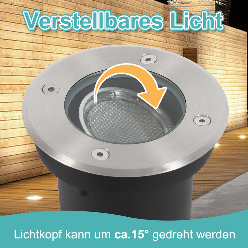 Sonnewelt LED Bodeneinbaustrahler 3W Naturweiß mit Mattierten Ersatzlinsen