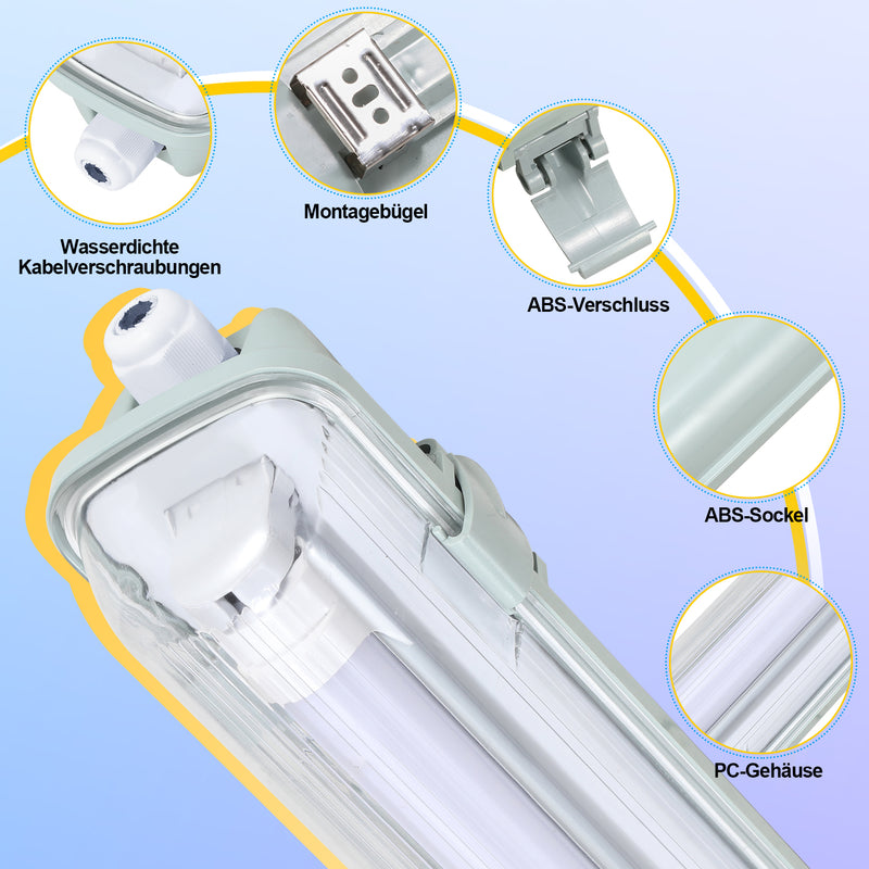 Sonnewelt LED Feuchtraumleuchte 24W Kaltweiß 150cm T8