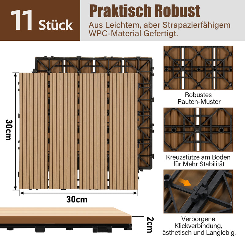 Sonnewelt WPC Terrassenfliesen Klickfliese 30x30cm 11stk
