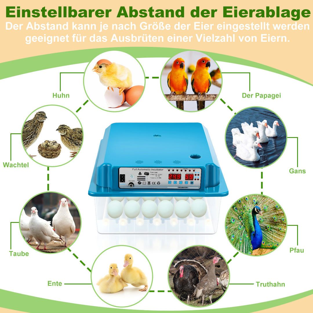 Sonnewelt Brutautomat Vollautomatisch Inkubator für Hühner 36 Eier