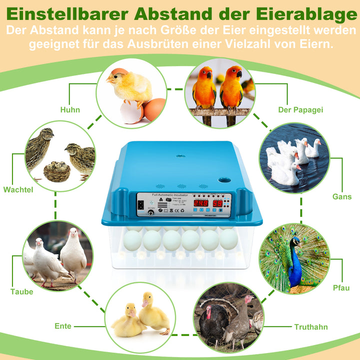 Sonnewelt Brutautomat Vollautomatisch Inkubator für Hühner 36 Eier