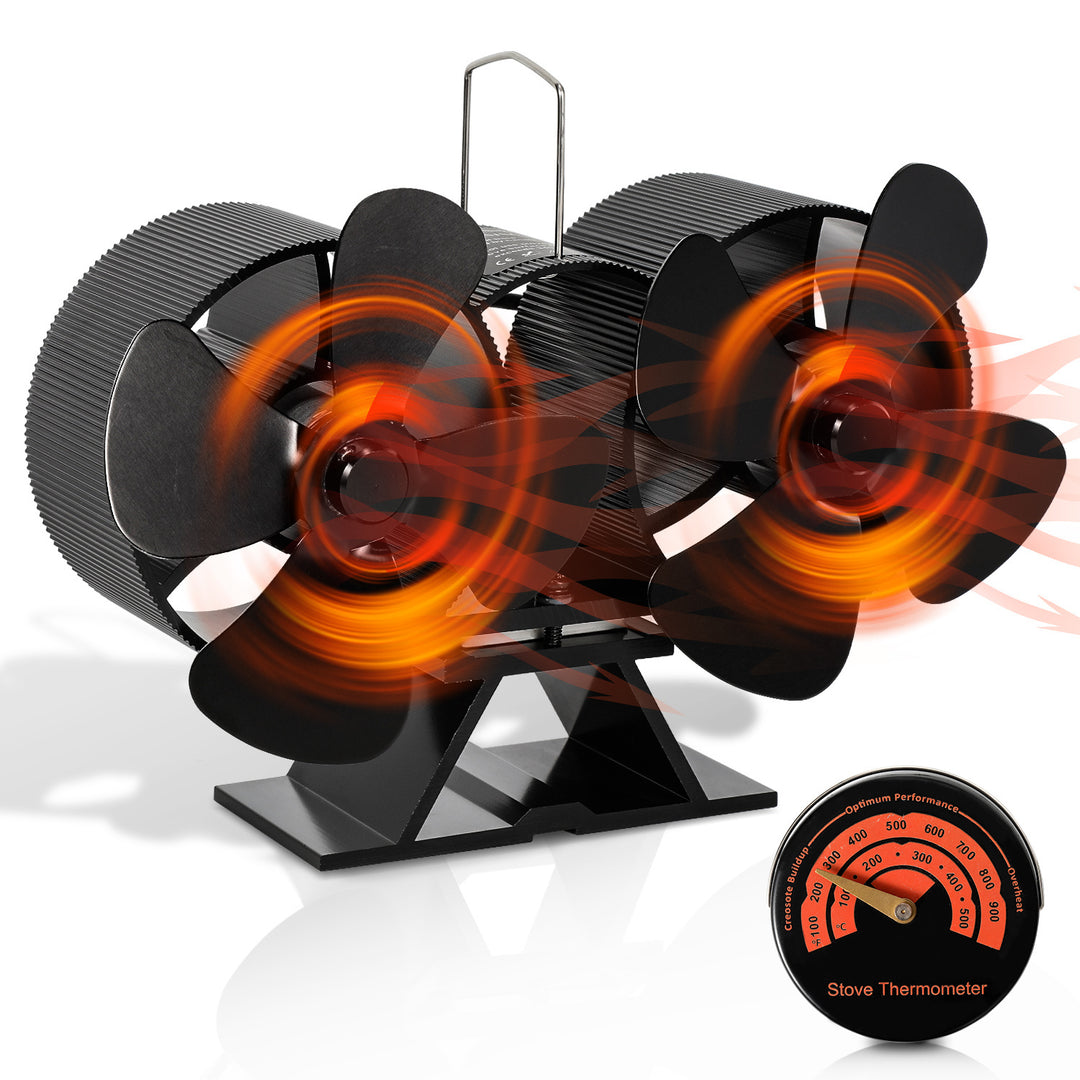 Sonnewelt 8 Blades Fireplace Fan with Thermometer