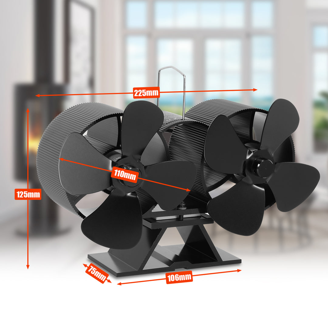 Sonnewelt 8 Blättern Kaminventilator mit Thermometer(Neue Version)