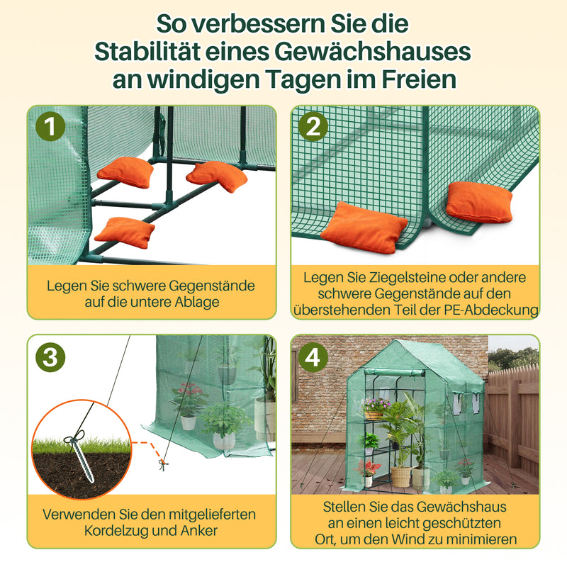 Sonnewelt Foliengewächshaus Gewächshaus mit Regalen