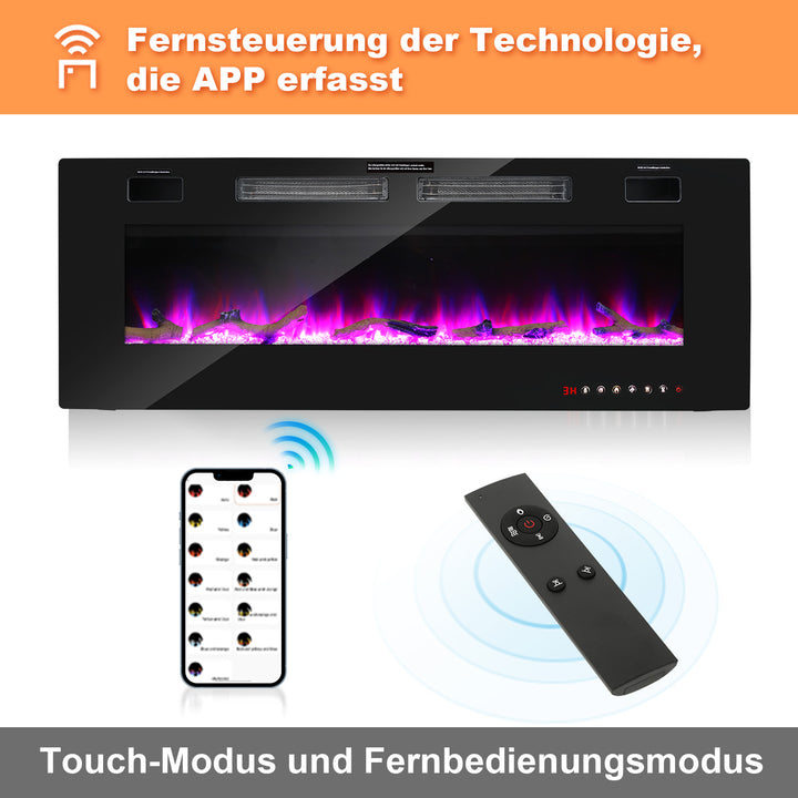 Sonnewelt Elektrokamin Wandkamin Einstellbarer Thermostat 750w/1500w