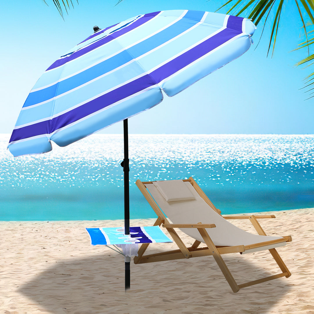 Sonnewelt Strandschirm Sonnenschirm Ø 213cm mit Tisch