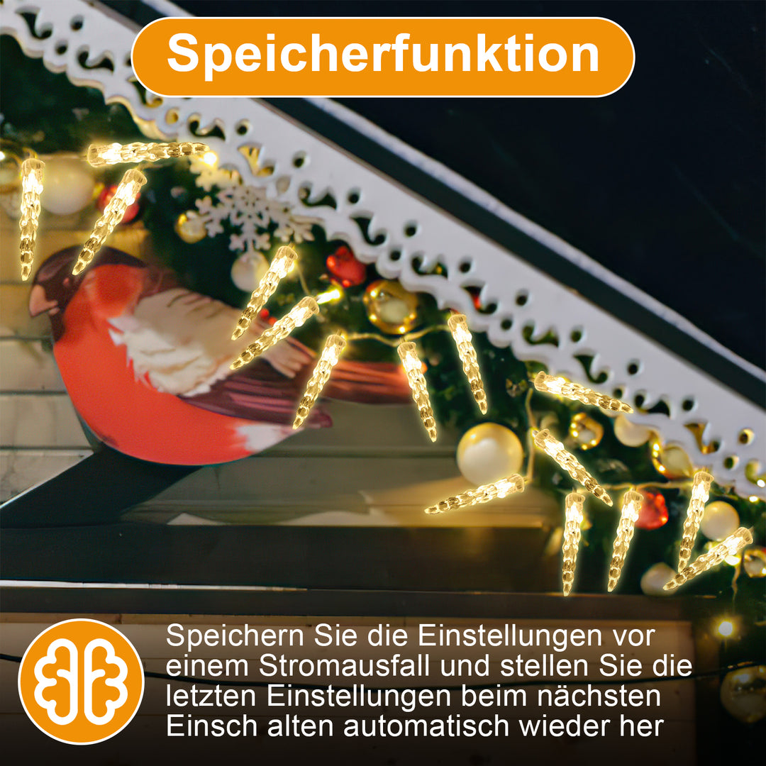 Sonnewelt Solar Icicle Fairy Lights with Remote Control 10m