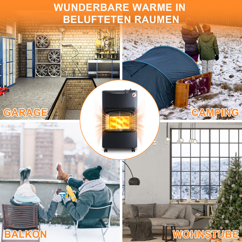 Sonnewelt Gasheizofen Gasheizer Keramik 4,2 KW mit Gasdruckregler