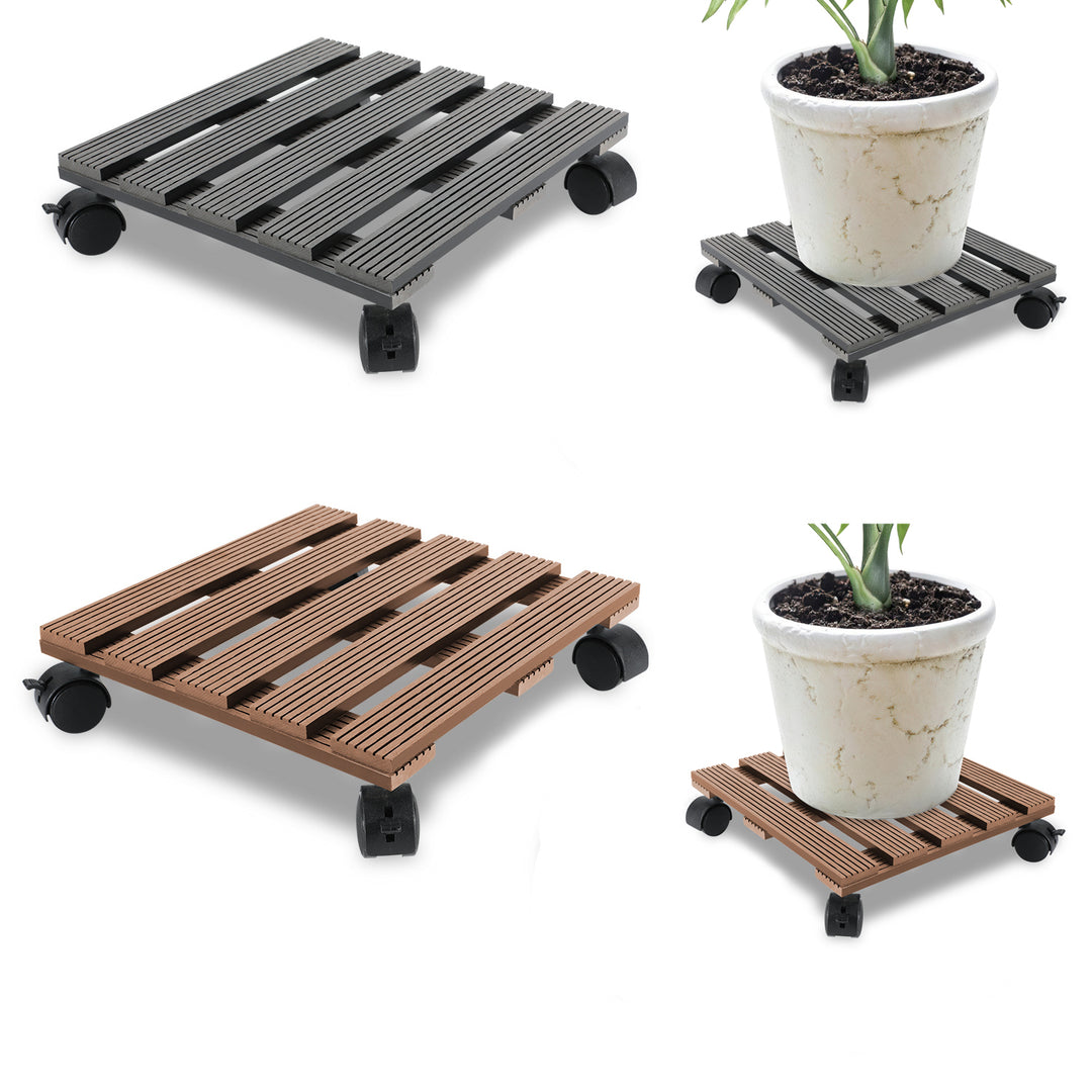 Sonnewelt WPC Plant Trolley Square with Wheels Load Capacity 80 kg
