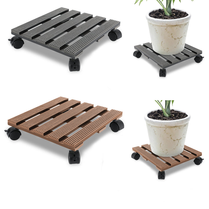 Sonnewelt WPC Plant Trolley Square with Wheels Load Capacity 80 kg