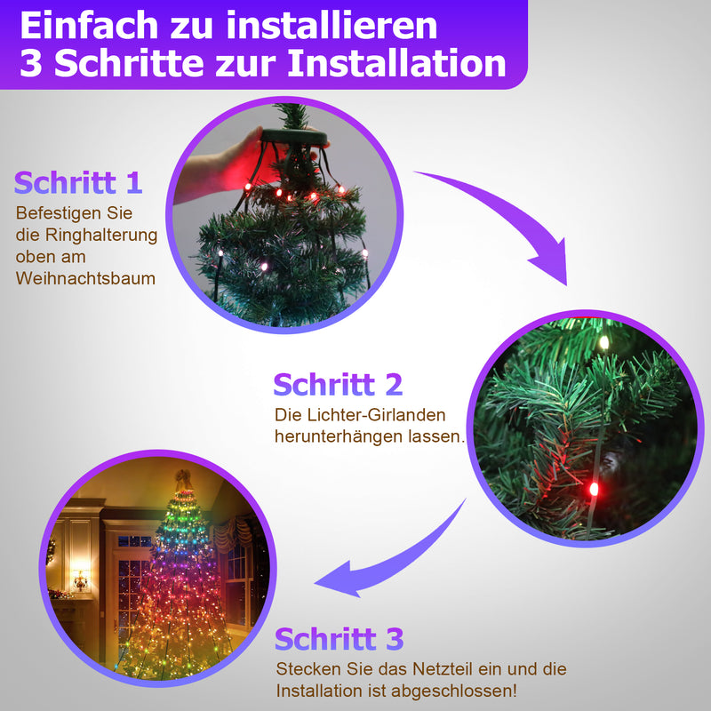 Sonnewelt Christbaumbeleuchtung mit APP-Kontrolle 160 LEDs IP67