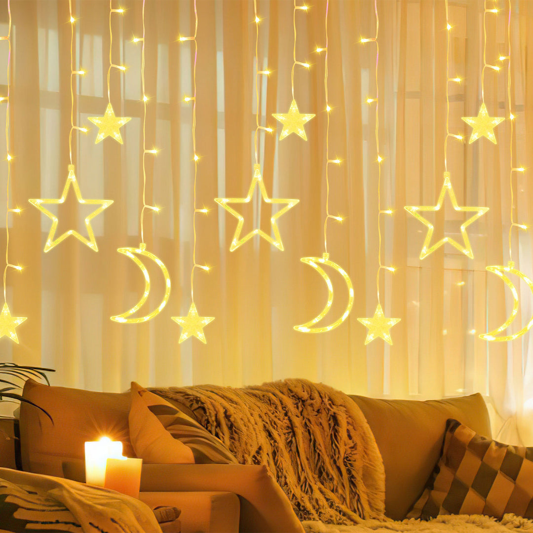 Sonnewelt LED Sterne Weihnachtsbeleuchtung Lichtervorhang 3,5M