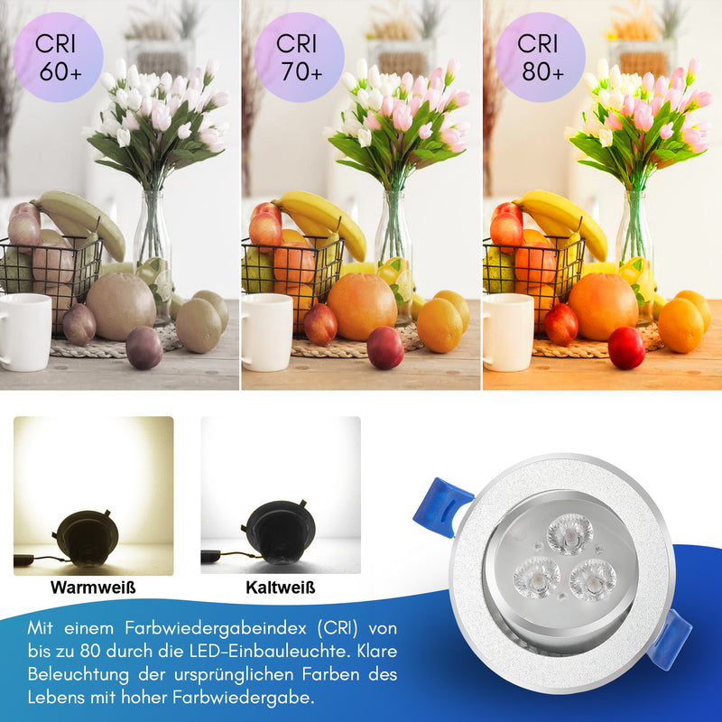 Sonnewelt LED Einbaustrahler 20x 3W Kaltweiß/Warmweiß Extra flach