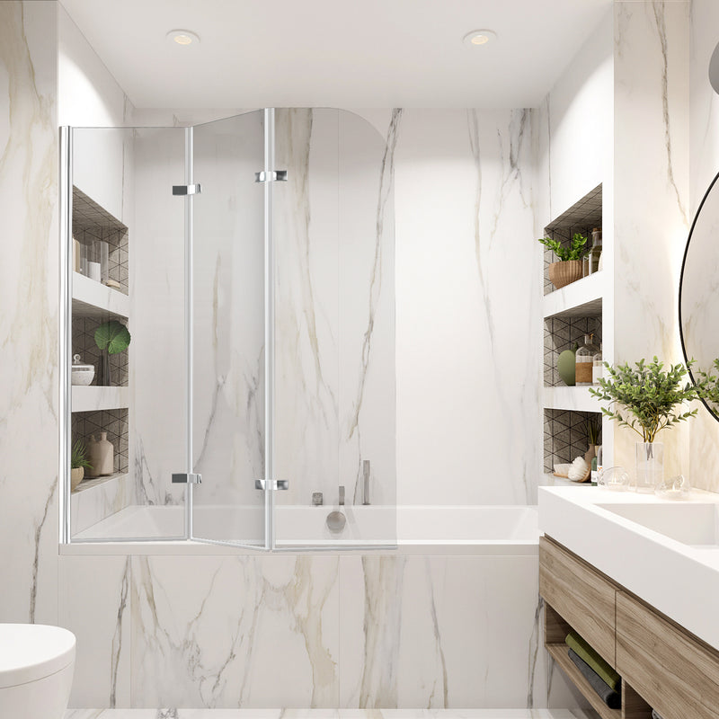Sonnewelt Duschwand für badewanne Faltbare Glas Duschtrennwand