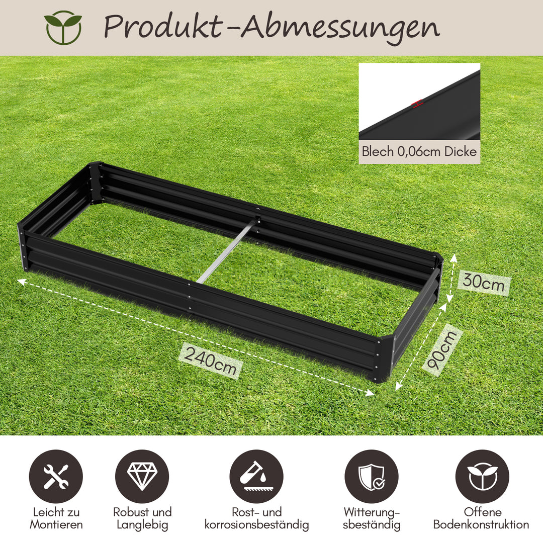 Sonnewelt Metall Hochbeete Hochbeete-Kit mit Stützstangen für Garten