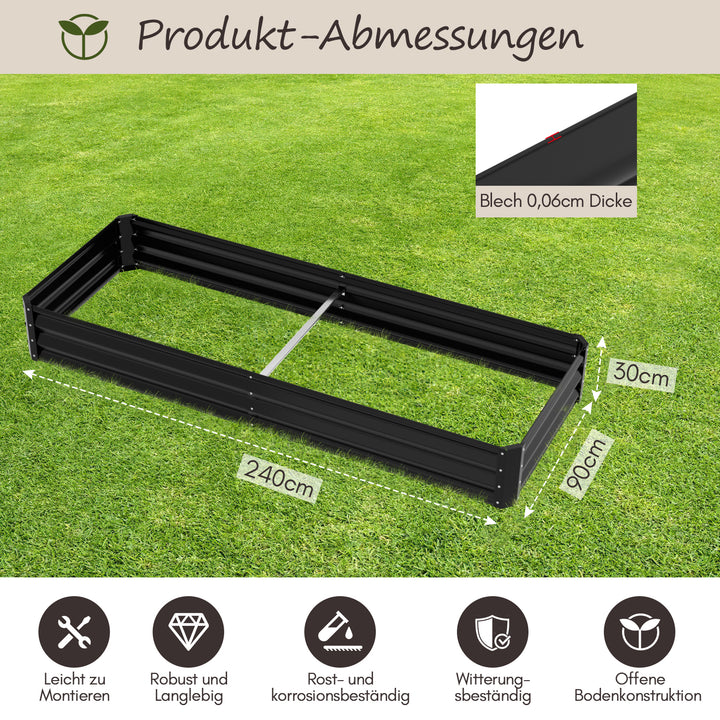 Sonnewelt Metall Hochbeete Hochbeete-Kit mit Stützstangen für Garten