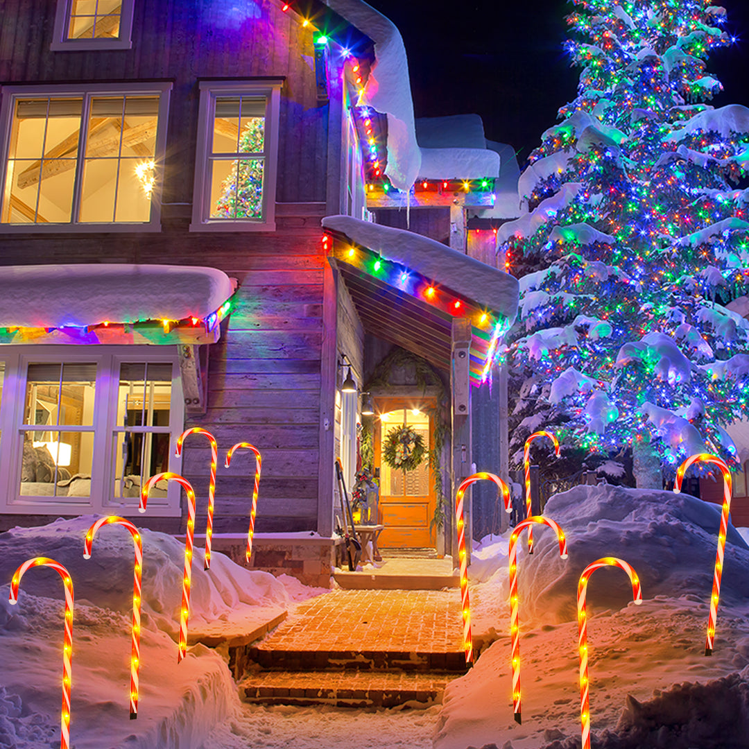 Sonnewelt 4x LED Zuckerstangen Weihnachtsdeko Außenleuchte