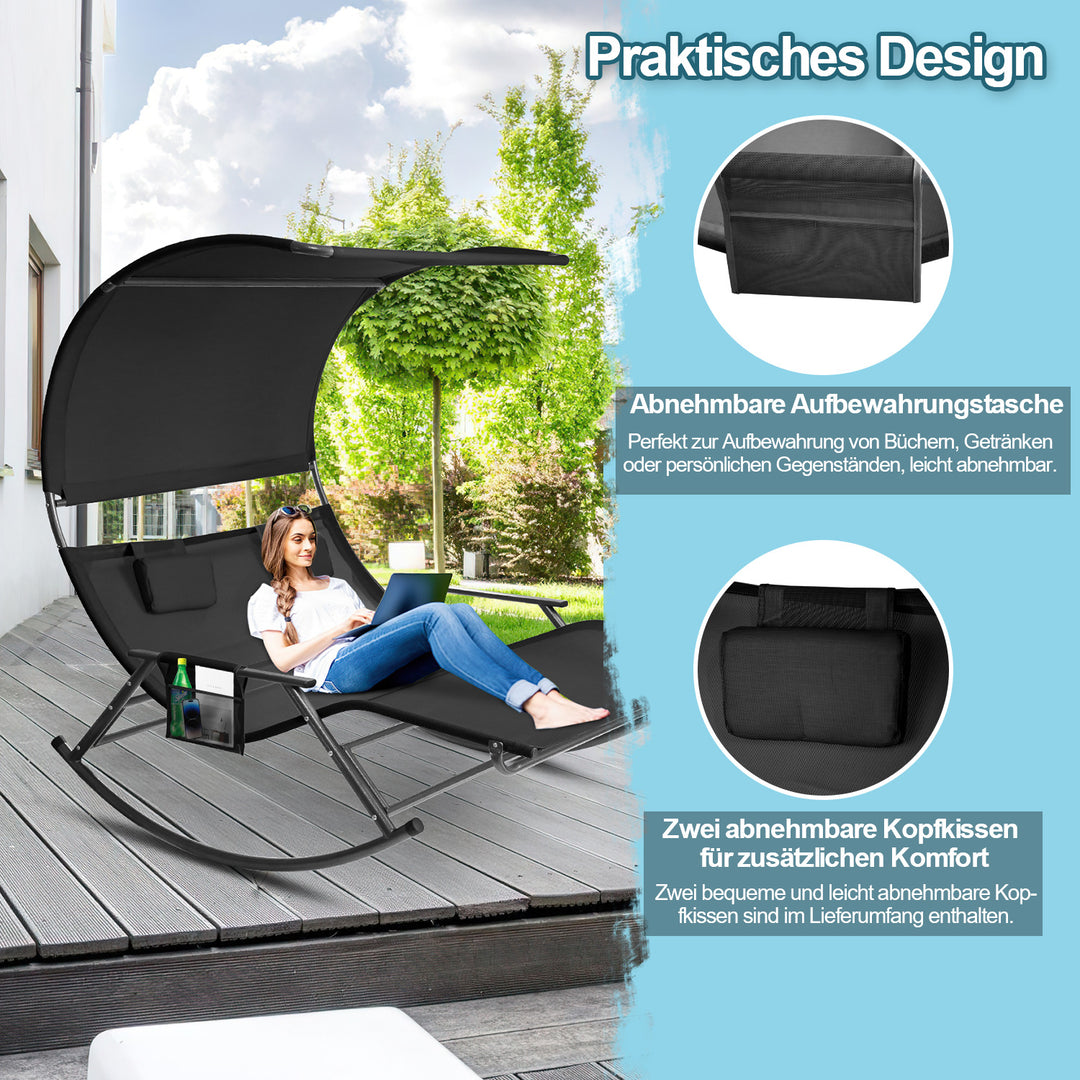 Sonnewelt Doppelliege Sonnenliege mit Sonnendach Outdoor