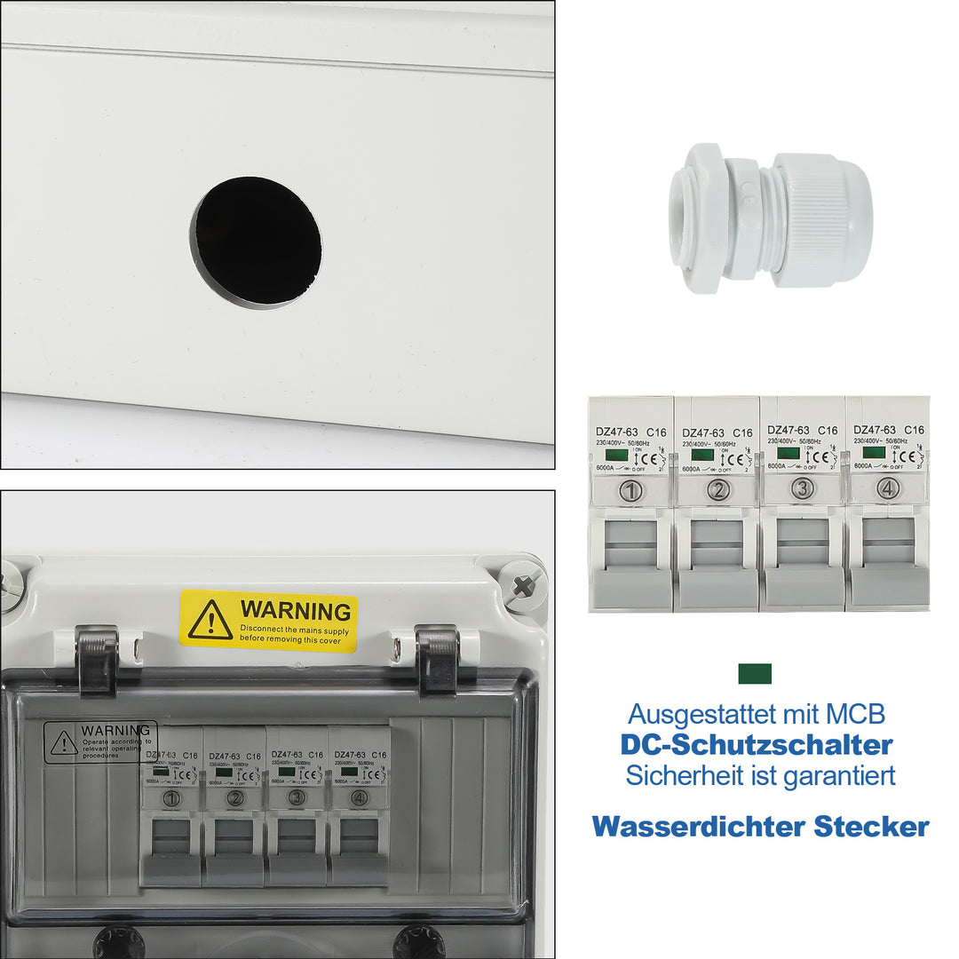 Sonnewelt Wandverteiler mit 4xSchuko-Steckdose16A 250V, 4xCEE Steckdosen 16A 1P