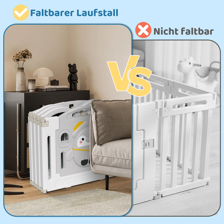 Sonnewelt Laufstall baby Faltbares mit Kriechmatte und Geschichtenbox