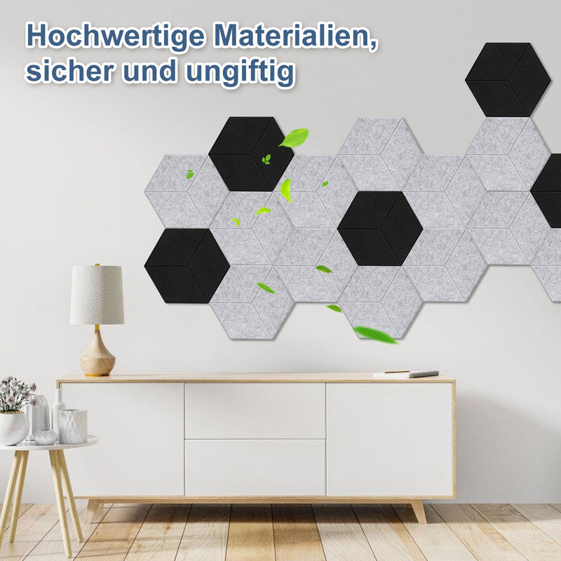 Sonnewelt Akustikplatten Wandpaneele Selbstklebend 12/18 Stück Hexagonal Kerben