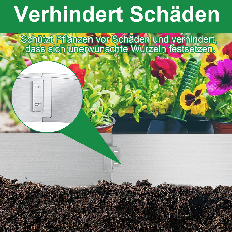 Sonnewelt Rasenkante Metall Beetumrandung 15cm/18cm Silber