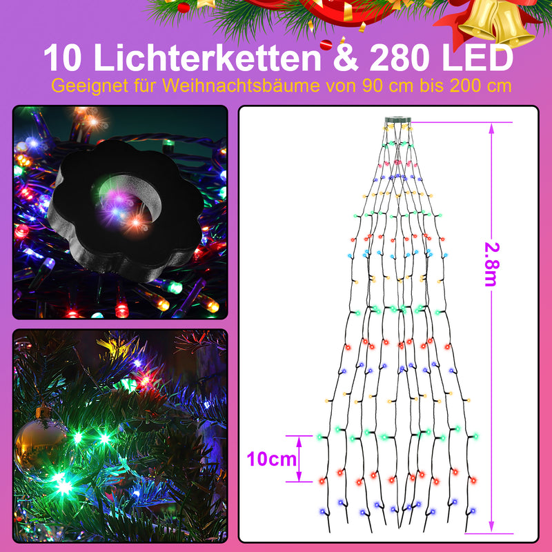 Sonnewelt LED Christbaumbeleuchtung mit Ring 280 LEDs IP44