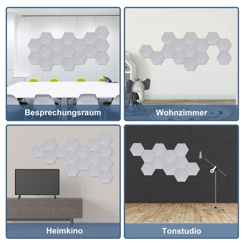 Sonnewelt Akustikplatten Wandpaneele Selbstklebend 12/18 Stück Hexagonal Kerben