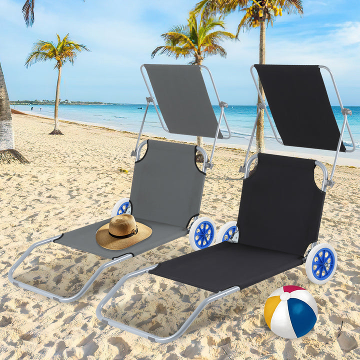 Sonnewelt Sonnenliege klappbar Aluminium mit Rollen und Sonnendach