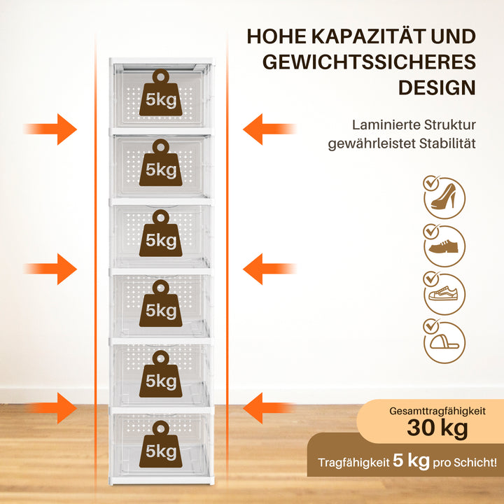 Sonnewelt 6 Ebenen Schuhboxen Aufbewahrungsbox Stapelbar