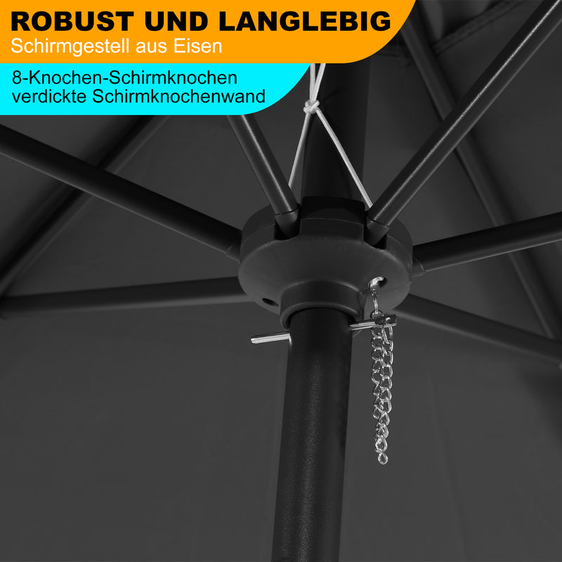 Sonnewelt Sonnenschirm 2.7m Winkelverstellbar mit/ohne LED
