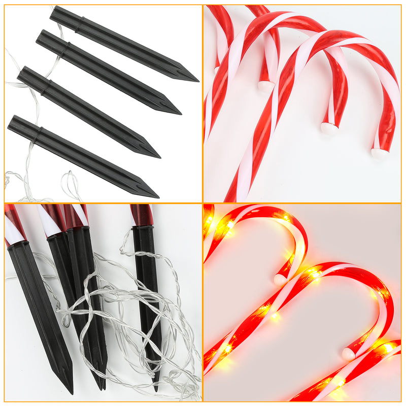 Sonnewelt 4x LED Zuckerstangen Weihnachtsdeko Außenleuchte